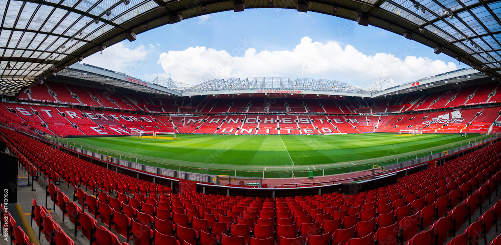 Fotka „Sir Alex Ferguson stand of Old Trafford football stadium, Old  Trafford is the largest stadium home of Manchester united football club.“  ze služby Stock | Adobe Stock
