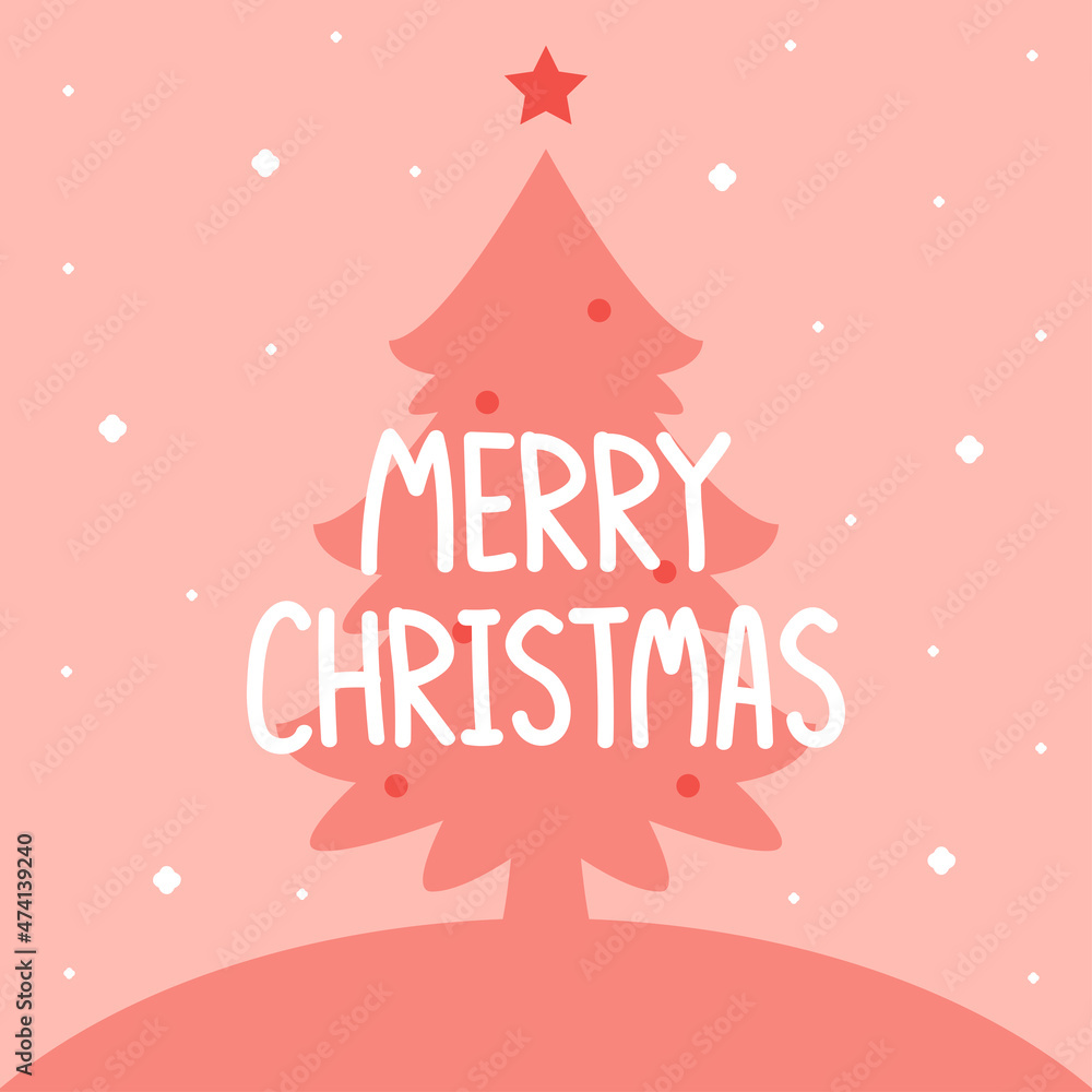 New Year greeting card design with stylized Christmas tree. Vector illustration. Christmas tree logo. Christmas in pink tones. New Year greeting card design with stylized Christmas tree. Vector illustration. Christmas tree logo. Christmas in pink tones.