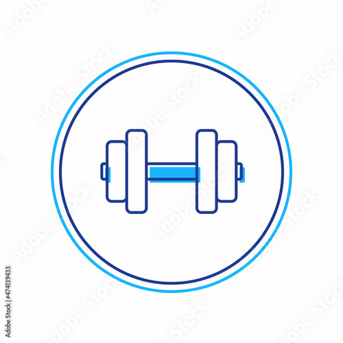 Filled outline Dumbbell icon isolated on white background. Muscle lifting, fitness barbell, sports equipment. Vector