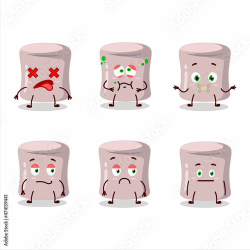 Strawberry marshmallow cartoon character with nope expression