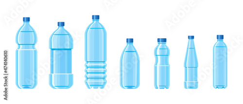 Plastic water bottle set containers of different capacities