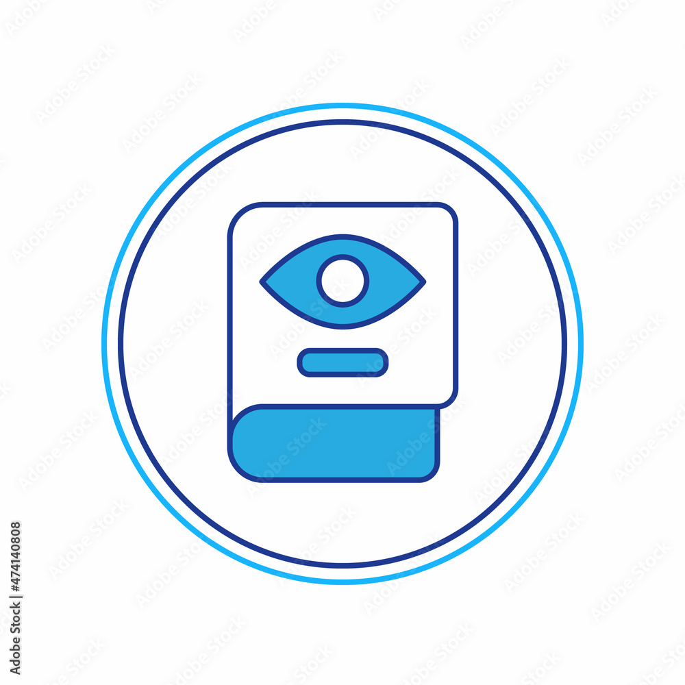 Filled outline Ancient magic book with alchemy recipes and mystic spells and enchantments icon isolated on white background. Vector Filled outline Ancient magic book with alchemy recipes and mystic spells and enchantments icon isolated on white background. Vector