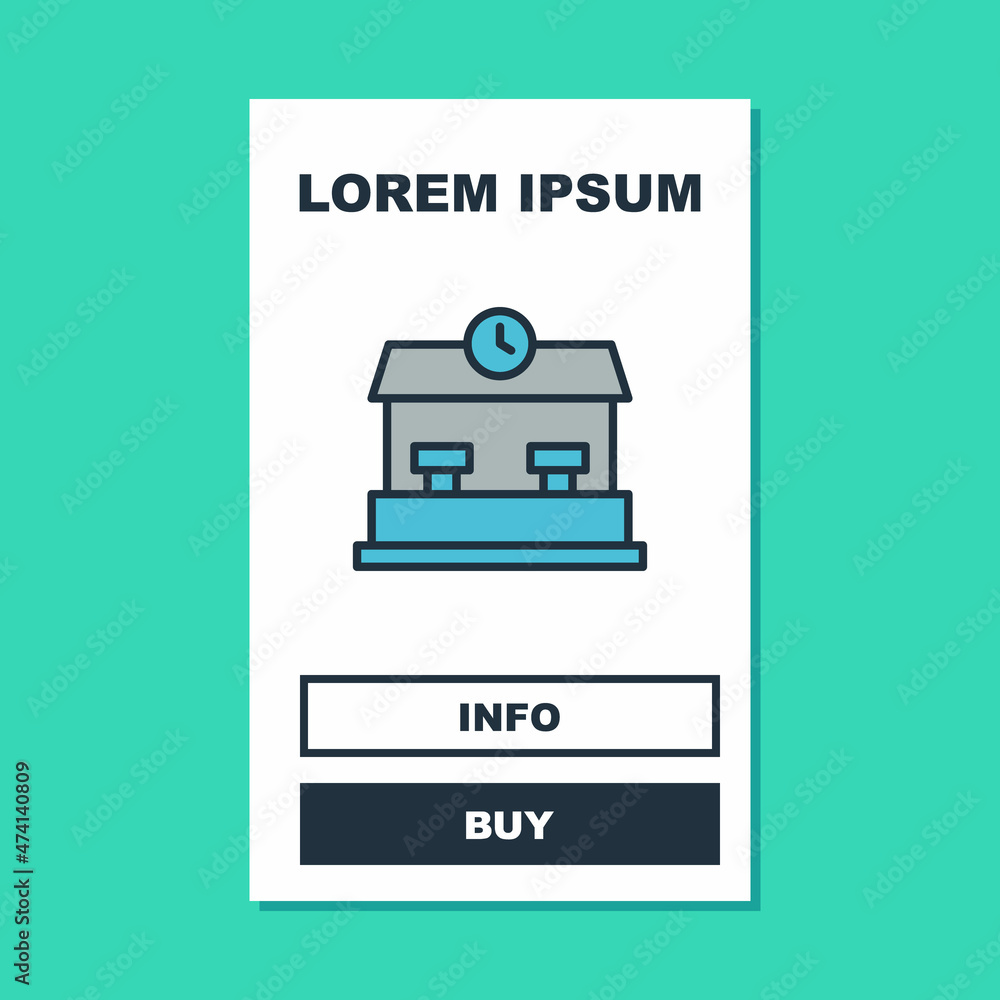Filled outline Railway station icon isolated on turquoise background. Vector Filled outline Railway station icon isolated on turquoise background. Vector