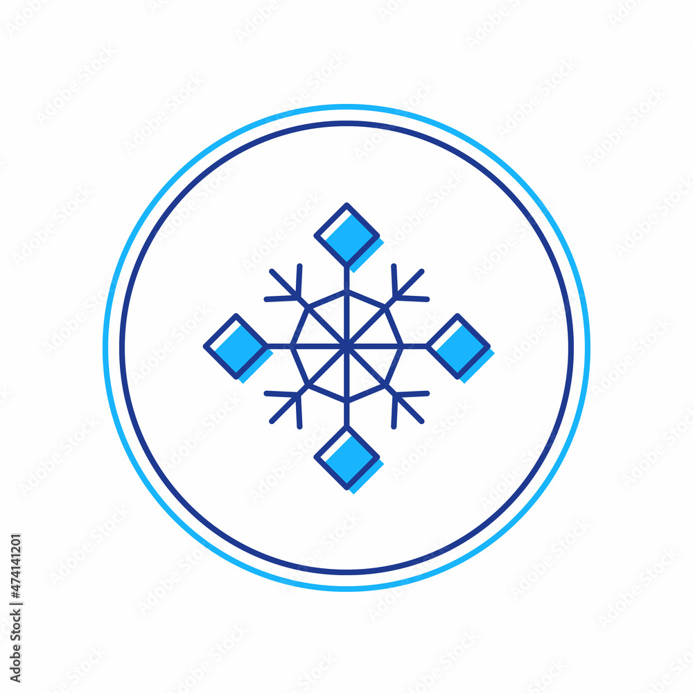 Filled outline Snowflake icon isolated on white background. Merry Christmas and Happy New Year. Vector Filled outline Snowflake icon isolated on white background. Merry Christmas and Happy New Year. Vector