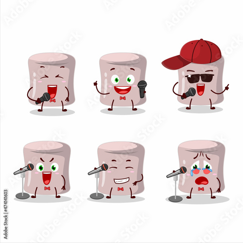 A Cute Cartoon design concept of strawberry marshmallow singing a famous song