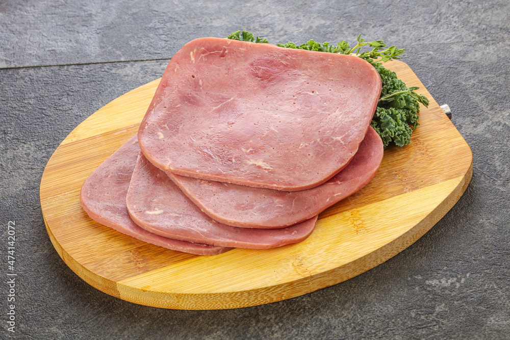 Sliced Beef Ham over board