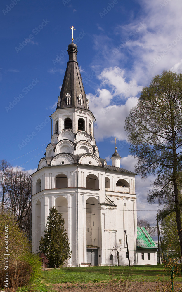 Crucifixion church - bell tower at Holy Dormition convent (Alexandrov kremlin) in Alexandrov town. Russia