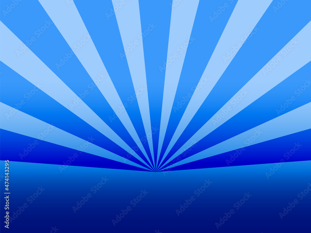 Blank blue background sunbrust design with rays minimal style eps vector file