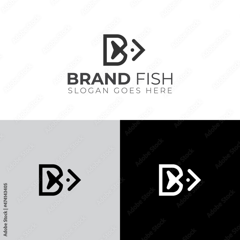 B letter and fish logo simple and modern minimal logo for your brand or company B letter and fish logo simple and modern minimal logo for your brand or company
