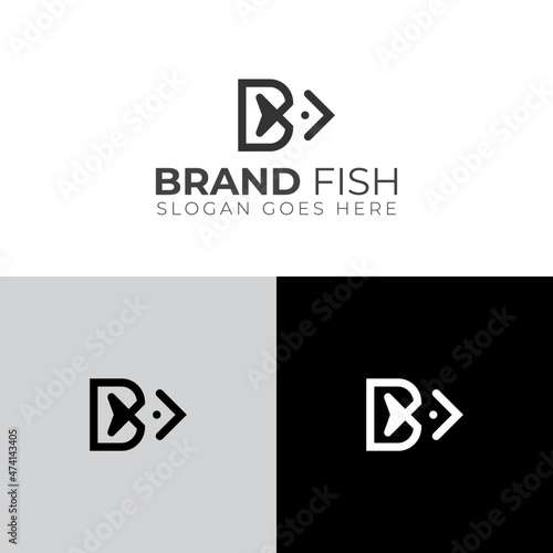 B letter and fish logo simple and modern minimal logo for your brand or company