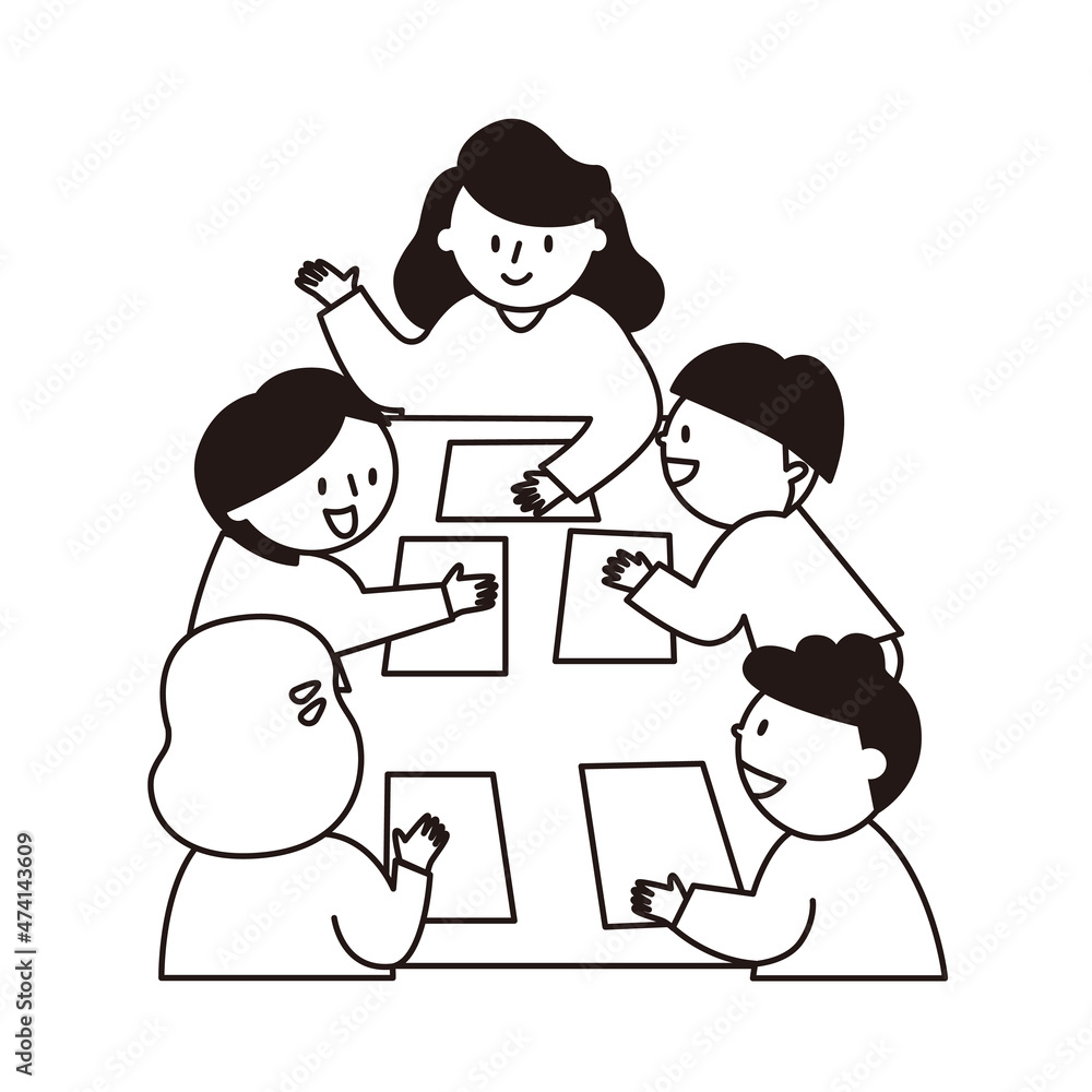 Vector illustrations that the teacher teaches children. Vector illustrations that the teacher teaches children.