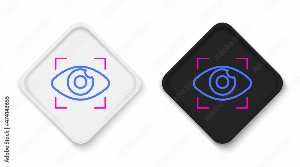 Line Big brother electronic eye icon isolated on white background. Global surveillance technology, computer systems and networks security. Colorful outline concept. Vector Line Big brother electronic eye icon isolated on white background. Global surveillance technology, computer systems and networks security. Colorful outline concept. Vector