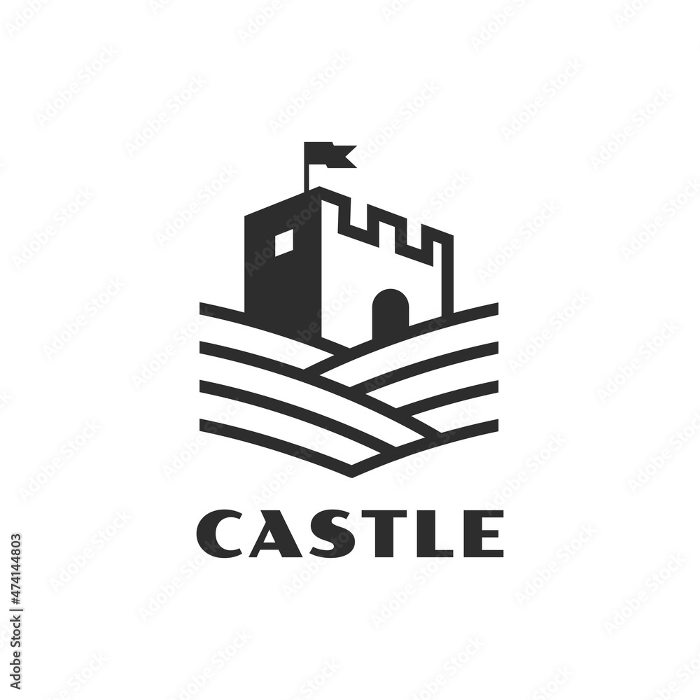 castle tower logo concept on high hill