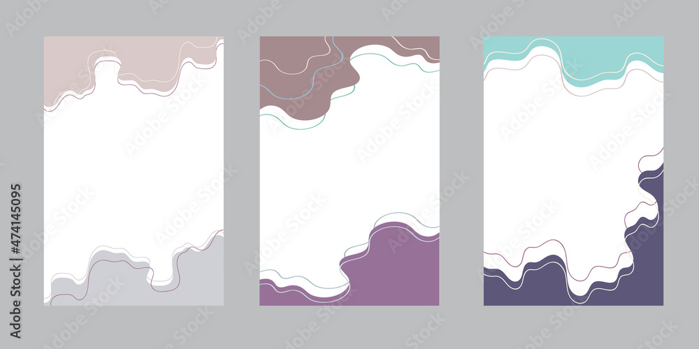 Vector set of abstract background templates. With abstract organic shapes and lines. Illustration for mobile apps, social media posts, designs, banners and advertisements.