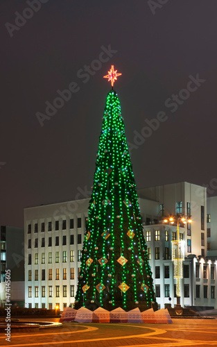 Holiday decorations of Independence square in Minsk. Belarus