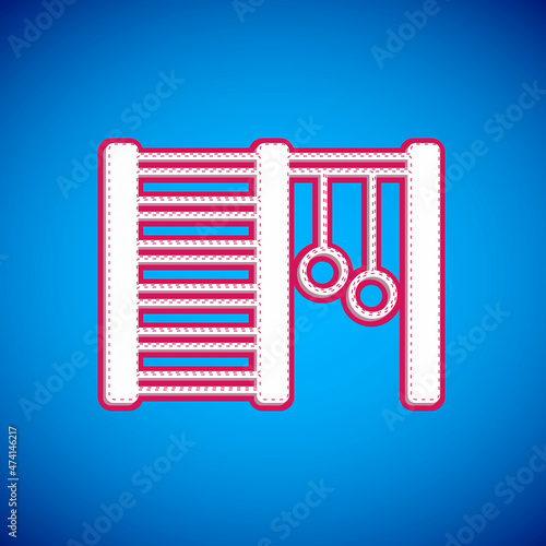 White Wooden Swedish wall icon isolated on blue background. Swedish stairs. Vector