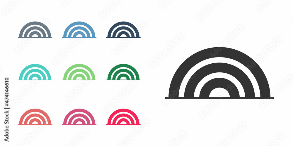 Black Rainbow icon isolated on white background. Happy Saint Patricks day. National Irish holiday. Set icons colorful. Vector Black Rainbow icon isolated on white background. Happy Saint Patricks day. National Irish holiday. Set icons colorful. Vector