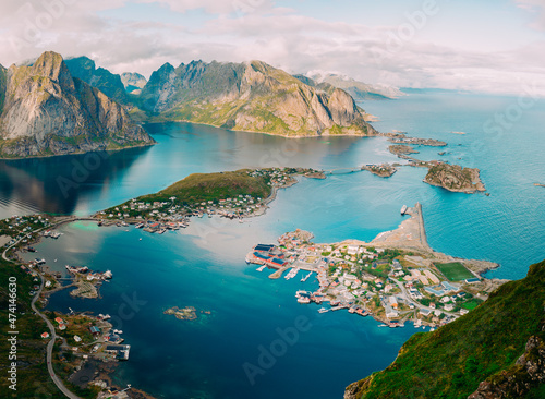 view of the bay in lofoten islands Norway