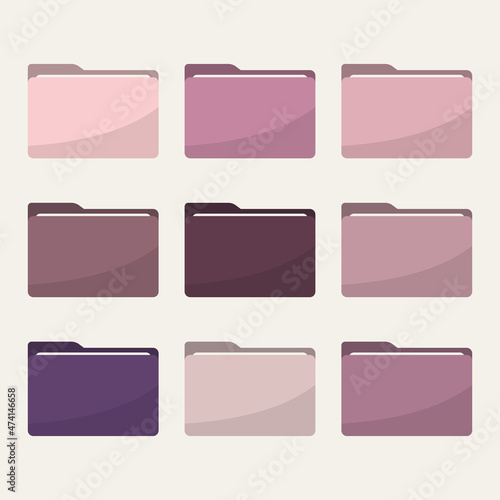 Folder icons set. All type of document, file formats vector illustration symbols collection. Computer folder, folders sign