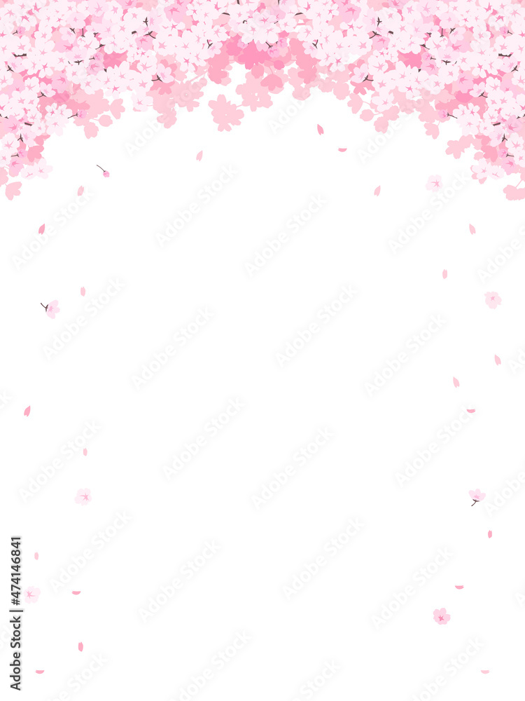 満開の桜　フレーム・背景素材（縦向き）