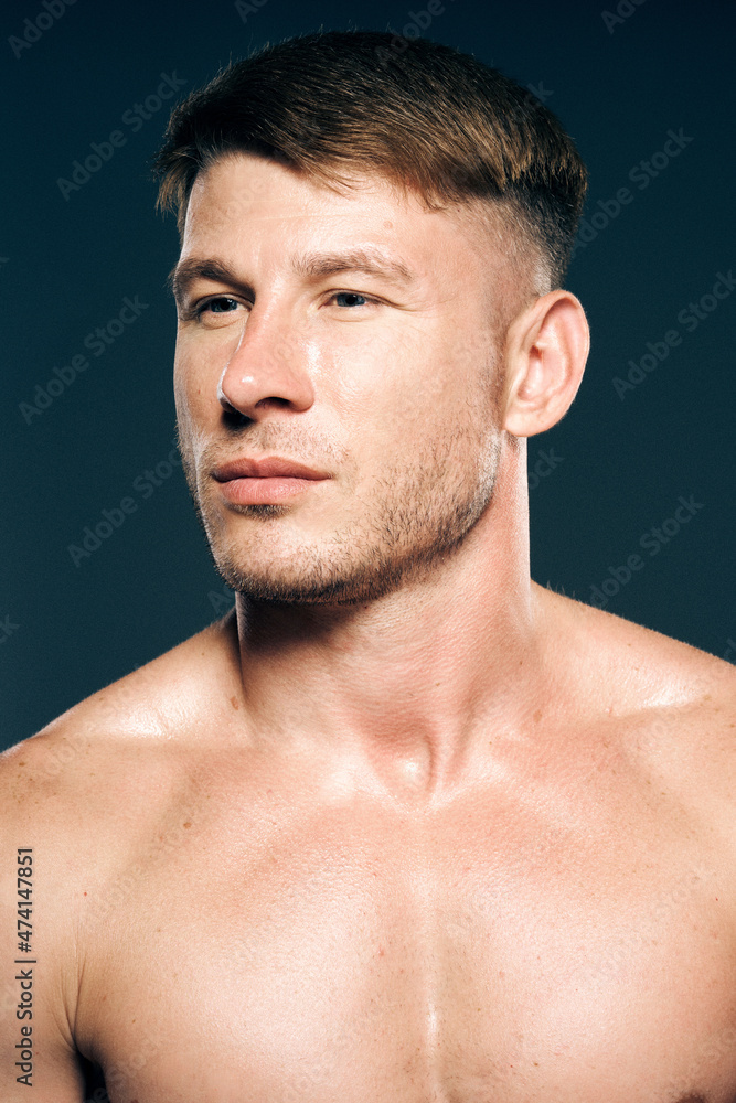 athletic male topless workout muscle bodybuilder dark background athletic male topless workout muscle bodybuilder dark background