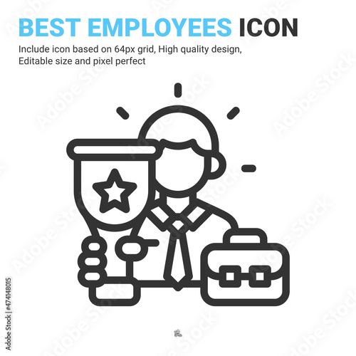 Best employee icon vector with outline style isolated on white background. Vector illustration winner sign symbol icon concept for business, finance, industry, company, apps, web and all project