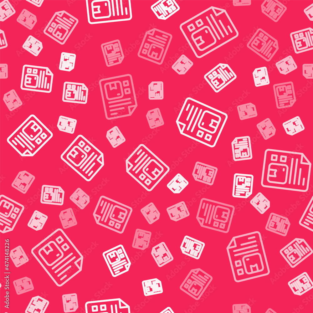 White line Waybill icon isolated seamless pattern on red background. Vector White line Waybill icon isolated seamless pattern on red background. Vector