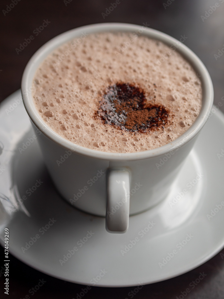Coffee latte heart art in white coffee cup Coffee latte heart art in white coffee cup