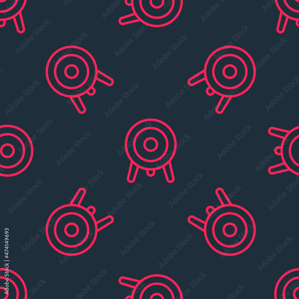 Red line Target sport icon isolated seamless pattern on black background. Clean target with numbers for shooting range or shooting. Vector Red line Target sport icon isolated seamless pattern on black background. Clean target with numbers for shooting range or shooting. Vector