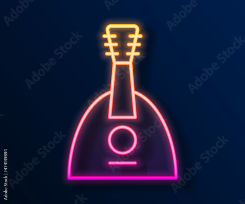 Glowing neon line Musical instrument balalaika icon isolated on black background. Vector