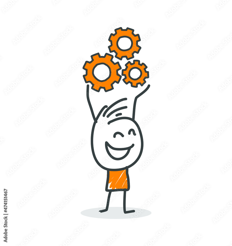 Stick figures. Business, Gear Wheel. Isolated on white background. Hand drawn doodle line art cartoon design character. Stick figures. Business, Gear Wheel. Isolated on white background. Hand drawn doodle line art cartoon design character.