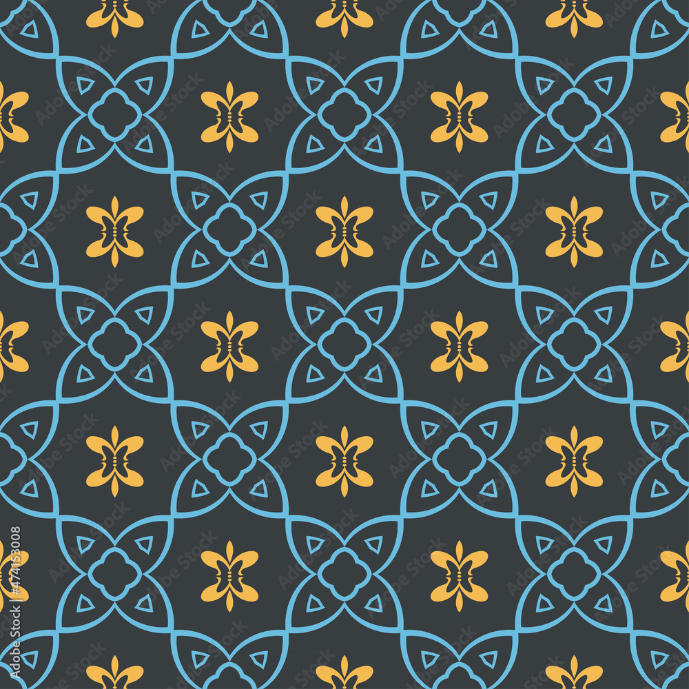 Stylish background pattern with decorative elements on a red background. Fabric texture swatch, seamless wallpaper. Vector illustration Stylish background pattern with decorative elements on a red background. Fabric texture swatch, seamless wallpaper. Vector illustration