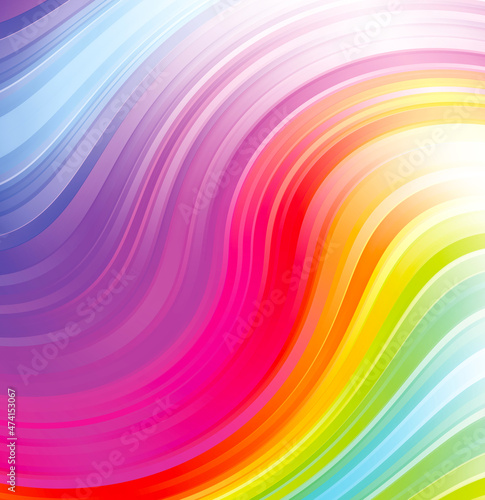 Abstract bright background with multicolored wavy stripes pattern