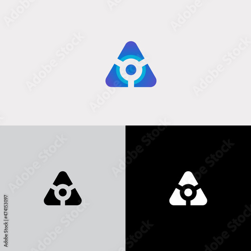 a letter connect logo template triangle symbols blue letter tech vector icon a letter logos app icon