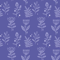 Acrylglasbilder Very-Peri-Muster Florale Konturen Muster Rotviolett  © Olga