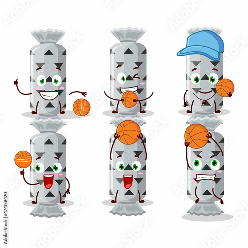 Talented white long candy package cartoon character as a basketball athlete