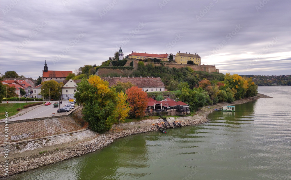 panorama of Petrovaradin fortress in autumn colors, Vojvodina