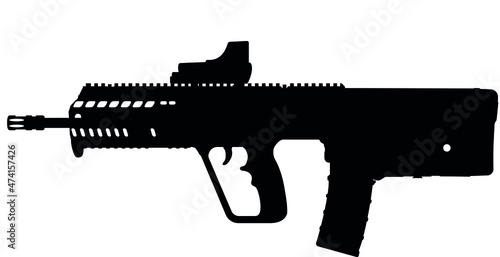 Micro Tavor X95 X Tactical is a further development of the TAR-21 fully automatic machine gun. Israeli Infantry and US Coast Guard, Marine Corps, Navy and Space Force machine gun Carbine.  photo