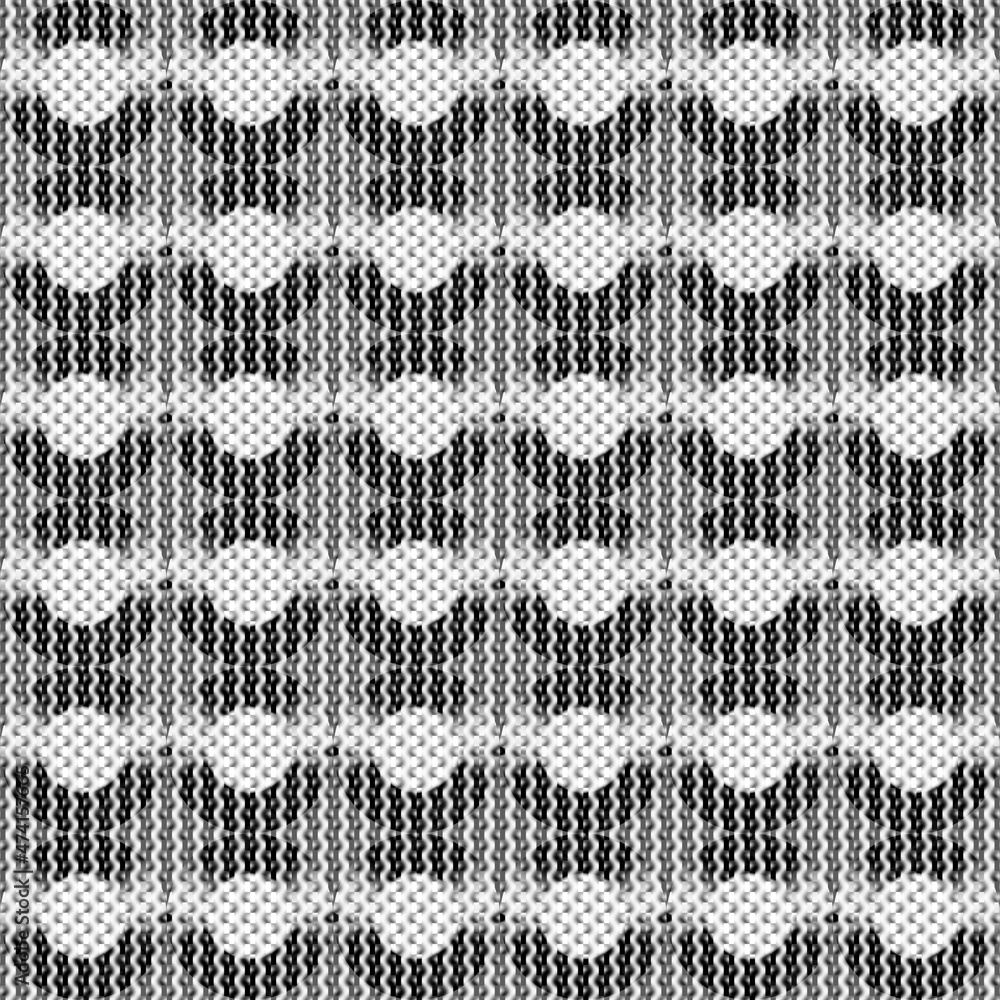 Seamless texture. Black and white digital pattern. Background of coarse knitting or fabric. Melange yarn pattern. For Scrapbooking and printing on textiles.