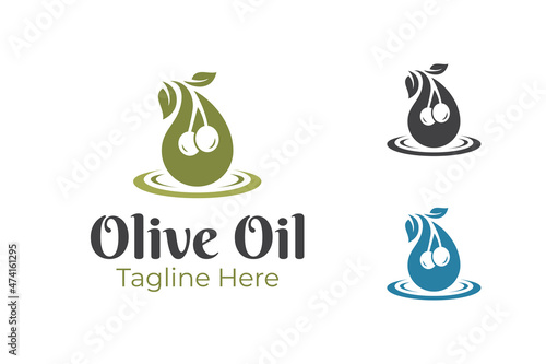 olive oil droplets logo design for beauty product, skin care, body care logo template