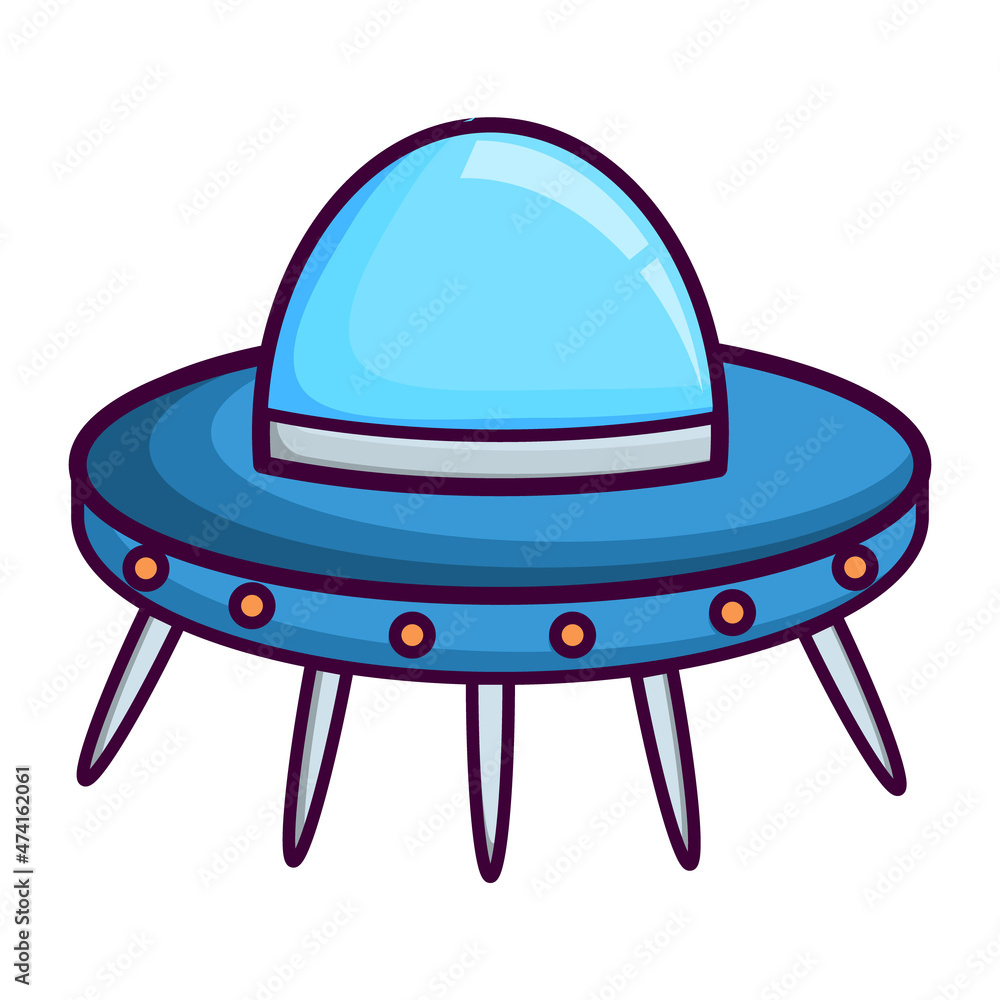 Flying saucer. Space elements. UFO icon in flat style isolated on white background. For your design, logo. Vector illustration Flying saucer. Space elements. UFO icon in flat style isolated on white background. For your design, logo. Vector illustration