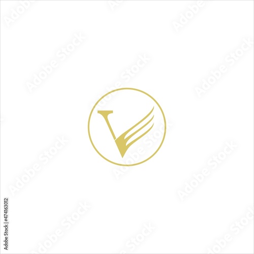 letter v logo vector template wings