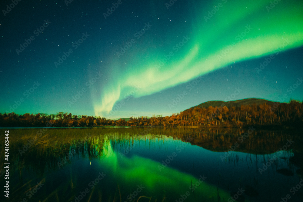aurora over the lake