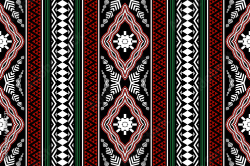 Beautiful geometric ethnic oriental art pattern traditional. Design for carpet,wallpaper,clothing,wrapping,batik,fabric,Vector illustration. Figure tribal embroidery style. photo