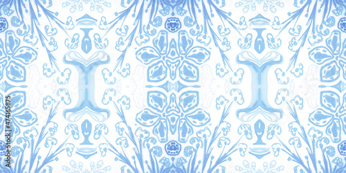 Hand drawn floral ethnic pattern. Seamless abstract batik print.