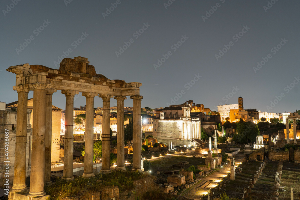 roman forum at night