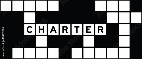 Alphabet letter in word charter on crossword puzzle background