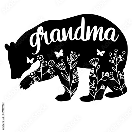grandma bear logo inspirational quotes typography lettering design