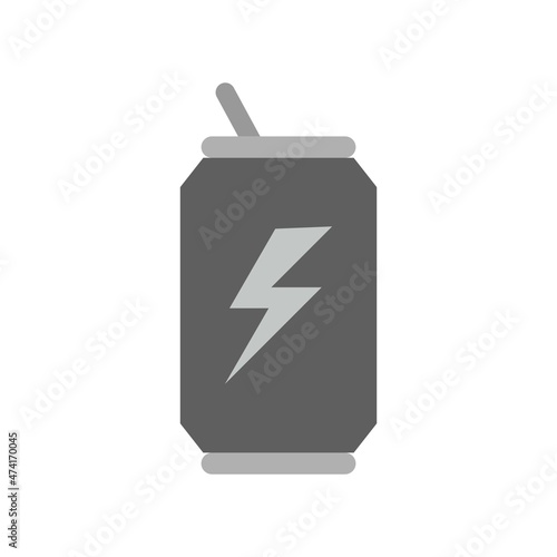  Energy Drink Flat Grayscale Vector Icon Design
