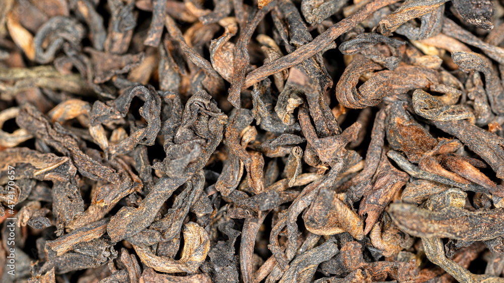 Chinese bulk extruded tea ripe puer, macro Chinese bulk extruded tea ripe puer, macro